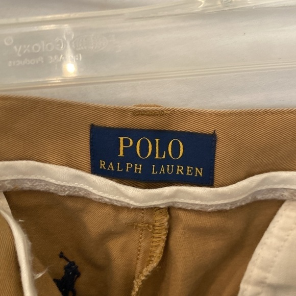 Polo ralph lauren Khaki Shorts tan embroidered navy horses sz 33 - Picture 4 of 6